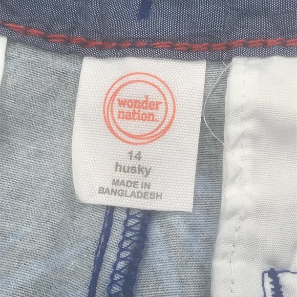 Wonder Nation Boy's Size 14 Husky Adjustable Waist Flat Front Short Blue New - Picture 5 of 13